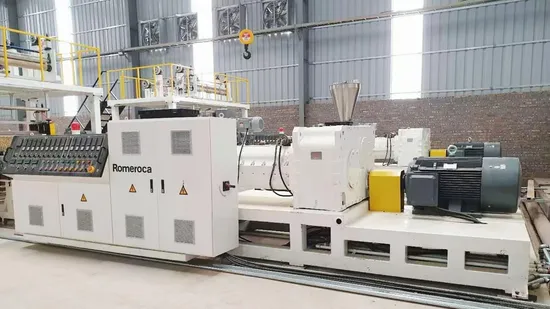 Romeroca Supply의 110/220 플라스틱 압출기 기계 SPC 바닥재 생산 라인 고품질 압출