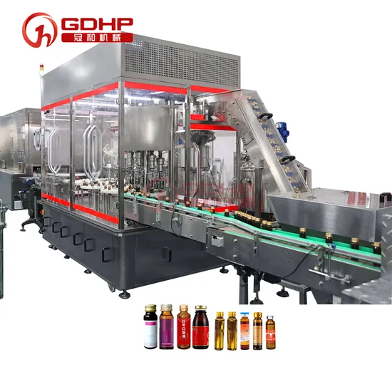 초음파 병 세척 건조 충전 캡핑 살균 시각 검사 라벨링 포장 기계 시럽, 경구용, 바이알 병용 액체 충전